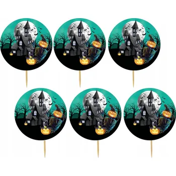 Obraz TOPPER NA DORT A MUFFINY HALLOWEEN DUCHOVÉ DÝNĚ KOČKA SADA TOPPERŮ 6 ks #40