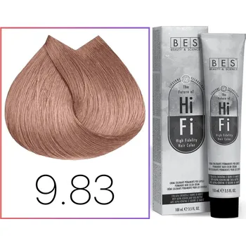 Barva na vlasy BES Hi-Fi krémová barva na vlasy 9.83 velmi světlá béžovo-zlatá blond 100 ml