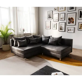 Pohovka DELIFE Rohová pohovka Clovis antracitová antik vzhled lenoška levá modulová pohovka