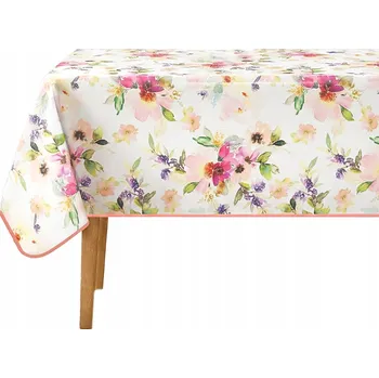 ubrus Odolný ubrus na skvrny na stůl do domu i zahrady bílý s květinami 110 x 140 Cm