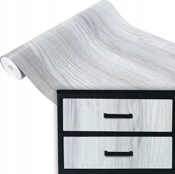 Tapeta Dřevěná nábytková dýha Fólie na dveře Dub světle šedý, šířka 45 cm