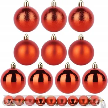 Vánoční dekorace 9 x Vánoční Baňky nerozbitné ČERVENÉ, sada vánočních ozdob