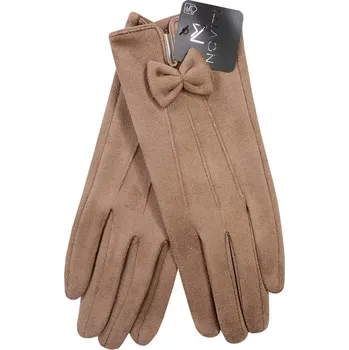 Rukavice Dámské zimní elegantní rukavice s mašlička béžové 23cm V030A