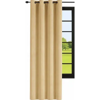 Obraz Elegantní závěs 140x270 NA PRŮCHODKÁCH ZÁCLONY VELUR SAMET BÉŽOVÁ