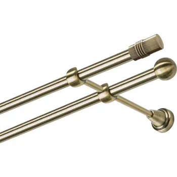 Garnýž Garnýž kovová dvouřadá 19mm Cylinder mosaz 120 cm (do stěny / na tunýlek - bez kroužků)