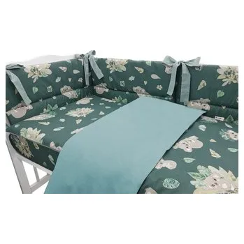 Povlečení BABY NELLYS 3-dílná sada Mantinel s povlečením, Tropical Koala, zelená, 135x100 cm; khaki, zelená; bavlna,hypoalergenní duté vlákno