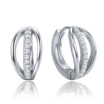 Náušnice Stříbrné náušnice kroužky s bílými zirkony