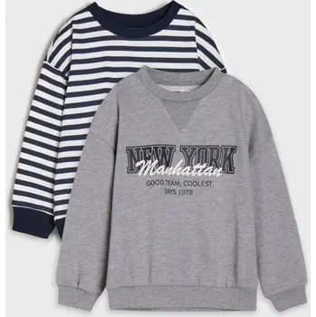 Chlapecká mikina Sinsay - Mikina typu crewneck 2 pack - šedá - 303DN-85M - 303DN-85M-98