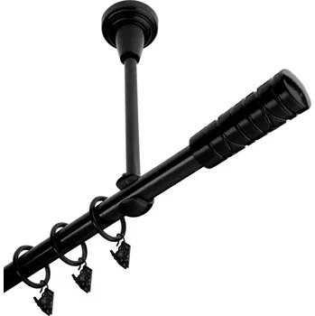 Garnýž Garnýž kovová jednořadá 16mm Torino černá 250 cm (do stropu / kroužky s žabkou)