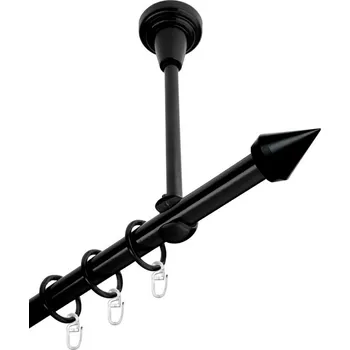 Garnýž Garnýž kovová jednořadá 16mm Hrot černá 120 cm (do stropu / kroužky s háčkem)