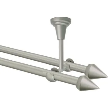 Garnýž Garnýž kovová dvouřadá 16mm Hrot double stříbrná mat 120 cm (do stropu / na tunýlek - bez kroužků)