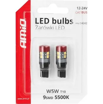 Povinná bezpečnostní výbava AMIO LED žárovky CANBUS 5 W 12 V/24 V čiré, 2 ks