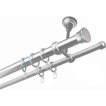 Garnýž kovová dvouřadá 25/16mm Fulda satina 240 cm (do stropu / kroužky s háčkem)