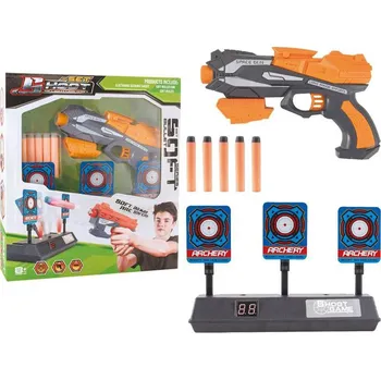 Dětská zbraň SHOOT GAME 999-3: Elektronické bodovací terče a pistole na měkké kulky