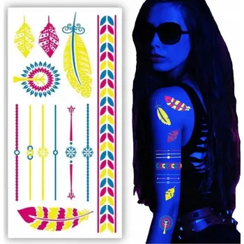 Odstranitelné tetování SAMOLEPKY NA OBLIČEJ TĚLO FESTIVAL FLUORESCENČNÍ OMYVATELNÉ DOČASNÉ TETOVÁNÍ