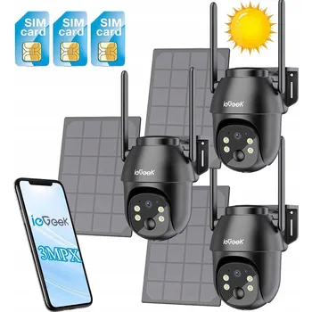 Bezpečnostní kamera EXTERNÍ SOLÁRNÍ KAMERA GSM 3G 4G LTE SIM 2K 3MPX OTOČNÁ 4x Zoom 3ks