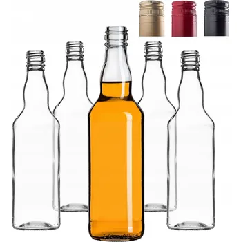 Láhev SKLENĚNÉ LAHVE LIHOVINY 500 ml 0,5L LAHEV NA LIKÉRY A VODKU ŠROUBOVACÍ UZÁVĚR 10 Ks