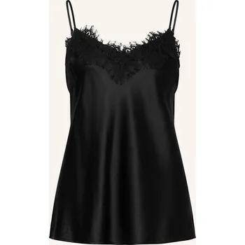 Mrs & Hugs Dámský Hedvábný Top S Děrovanou Krajkou, černá, 38
