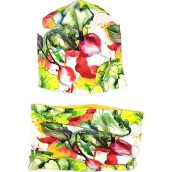 Bexa Jarní, podzimní dvouvrstvá čepice + komínek, Vegetables, vícebarevná; 80-92 (12-24m); vícebarevný