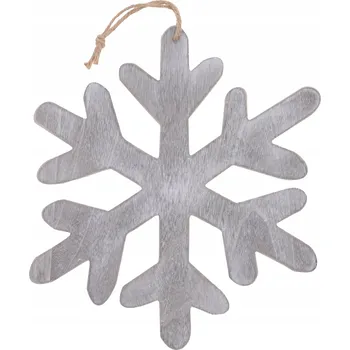 Vánoční dekorace Velký dřevěný přívěsek sněhová vločka s provázkem 40 cm, vánoční ozdoba