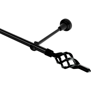 Garnýž Garnýž kovová jednořadá 16mm Azur černá 150 cm (do stěny / na tunýlek - bez kroužků)