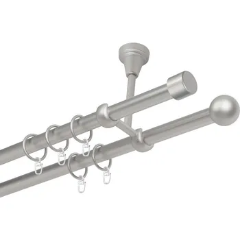 Garnýž Garnýž kovová dvouřadá 16mm Pullo satina 400 cm (do stropu / kroužky s háčkem)