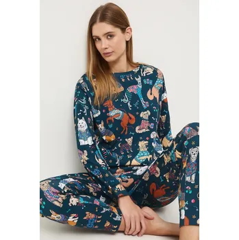 Dámské noční prádlo Bavlněné pyžamo Medicine tyrkysová barva, bavlněné RW25-PJD802 69A, vel. XS