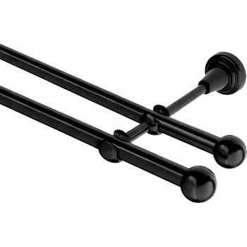 Garnýž Garnýž kovová dvouřadá 16mm Koule černá 270 cm (do stěny / na tunýlek - bez kroužků)