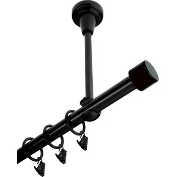 Garnýž Garnýž kovová jednořadá 16mm Pullo černá 350 cm (do stropu / kroužky s žabkou)