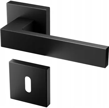 Dveřní kování Dveřní klika TENORIO černá, LOFT, ČTVERCOVÁ, rozeta pro KLÍČ