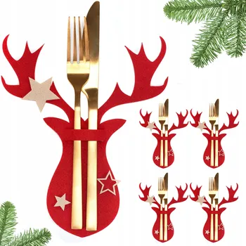 Vánoční dekorace Vánoční pouzdro obaly na příbory, vánoční motiv, 4 ks