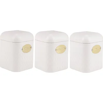 Dóza na potraviny OCELOVÉ KUCHYŇSKÉ NÁDOBY NA KÁVU, ČAJ CUKR BÍLÉ, 3 KS