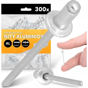 Nýt 300x TRHACÍ NÝTY 4,8x6,4 mm HLINÍKOVÉ Ocelové Pozinkované NEREZOVÉ Nýt