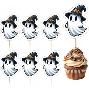 Obraz TOPPER NA DORT A MUFFINY HALLOWEEN DUCHOVÉ DÝNĚ KOČKA SADA TOPPERŮ 6 ks #69