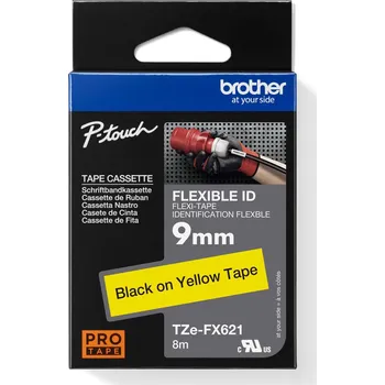 Tiskárna BROTHER flexibilní páska TZEFX621 / žlutá-černá / 9mm