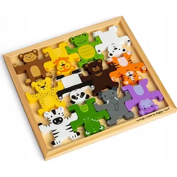 Dřevěná hračka BIGJIGS: Dřevěná dovednostní hra Zvířátka