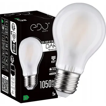 Žárovka EDO LED žárovka dekorativní E27 5W 4000K NEUTRÁLNÍ MATNÁ Filament 1050lm A60