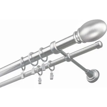 Garnýž Garnýž kovová dvouřadá 25/16mm Belluno satina 170 cm (do stěny / kroužky s žabkou)