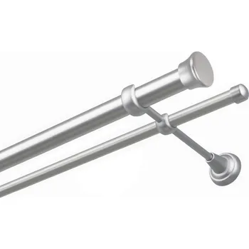 Garnýž kovová dvouřadá 25/16mm Fulda satina 110 cm (do stěny / na tunýlek - bez kroužků)