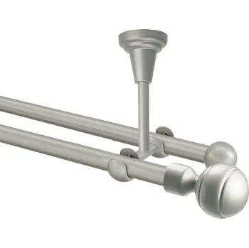 Garnýž Garnýž kovová dvouřadá 16mm Paola stříbrná mat 410 cm (do stropu / na tunýlek - bez kroužků)