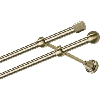 Garnýž Garnýž kovová dvouřadá 16mm Pullo mosaz 130 cm (do stěny / na tunýlek - bez kroužků)