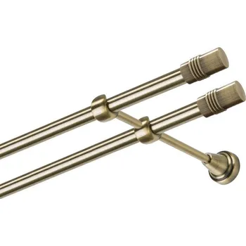 Garnýž Garnýž kovová dvouřadá 19mm Cylinder double mosaz 110 cm (do stěny / na tunýlek - bez kroužků)