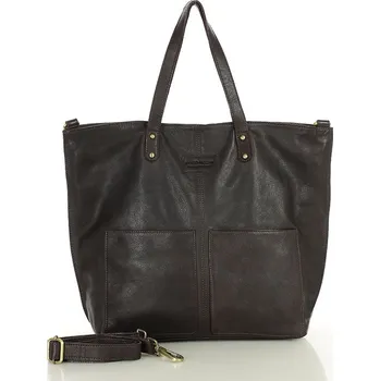 Kabelka MARCO MAZZINI Tmavě hnědá dámská shopper kabelka z velbloudí kůže (vs123c) Velikost: ONE SIZE
