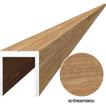 Stavební profil Hliníkový uchycovací profil pro lamely, tvar U, šířka 20,5 mm, s povrchovou úpravou dřevo dekor se strukturou, buk 6m