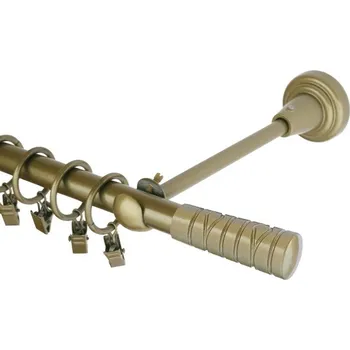 Garnýž Garnýž kovová jednořadá 16mm Torino zlatá antik 410 cm (do stěny / kroužky s žabkou)