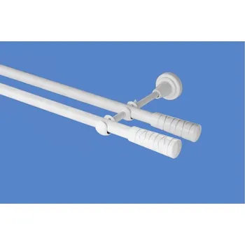 Garnýž Garnýž kovová dvouřadá 16mm Torino double bílá 250 cm (do stěny / na tunýlek - bez kroužků)