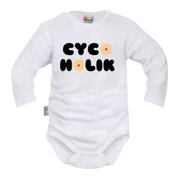 Body dlouhý rukáv Dejna Cycoholik - bílé, vel. 74; 74 (6-9m); bílá; 100 % bavlna