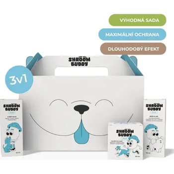 Kosmetika pro psa Shroom Buddy Shrooms box Dogs - balzám na tlapky 50 ml + péče o uši 30 ml + svěží dech 30 ml