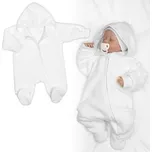 Pletený overal s kapucí, CUTE - bílý, vel. 62; 62 (2-3m); bílá; akryl, bavlna