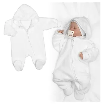 Dětský overall Pletený overal s kapucí, CUTE - bílý, vel. 62; 62 (2-3m); bílá; akryl, bavlna